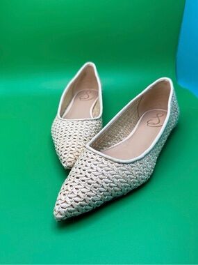 Sam Edelman Women's Wanda Slip-On Flats Sage Raffia